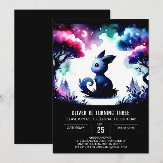 Waterverf Fun Cat Verjaardag Kaart (Voorkant / Achterkant)