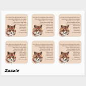 Waterverf Fun Fox Animal St. Francis Prayer Vierkante Sticker (Vel)