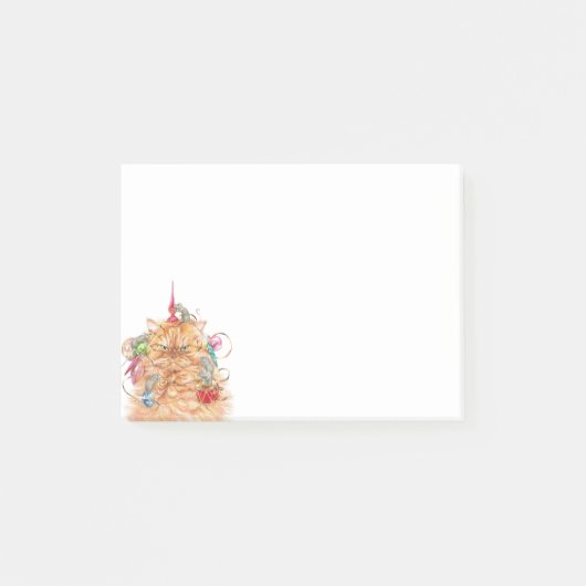 Waterverf Fun Grumpy Cat Kitten Kerstmis Post-it® Notes (Voorkant)