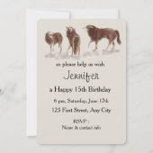 Waterverf Fun Horse Birthday Custom Invite Kaart (Achterkant)