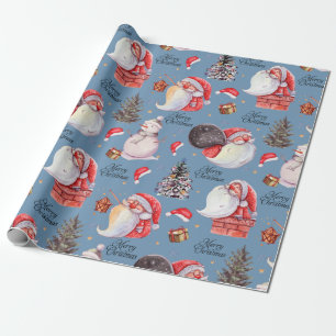 Waterverf Fun Kerstman Kerst Cadeaupapier