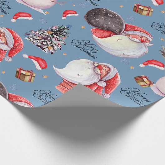 Waterverf Fun Kerstman Kerst Cadeaupapier (Hoek)