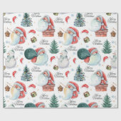 Waterverf Fun Kerstman Kerst Cadeaupapier (Vlak)