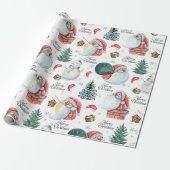 Waterverf Fun Kerstman Kerst Cadeaupapier (Uitgerold)