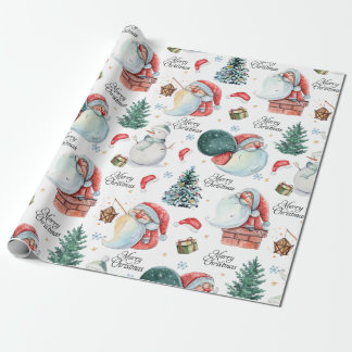 Waterverf Fun Kerstman Kerst Cadeaupapier
