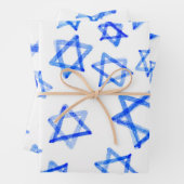 Waterverf Fun Messy Cool Blue Star of David Inpakpapier Vel (In situ)