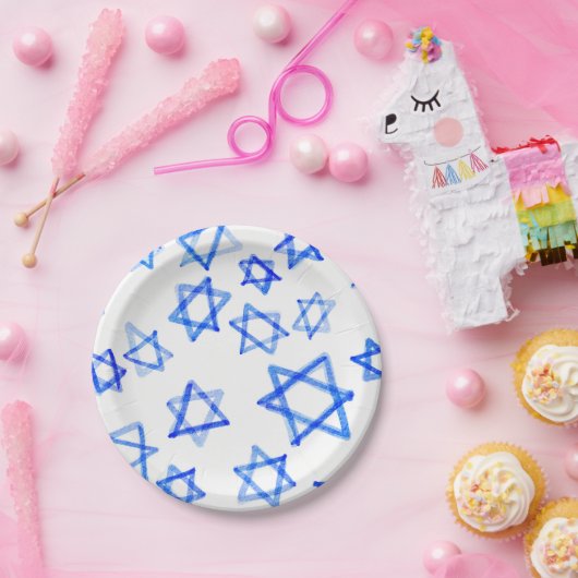 Waterverf Fun Messy Cool Blue Star of David Papieren Bordje (Feest)