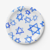 Waterverf Fun Messy Cool Blue Star of David Papieren Bordje (Voorkant)