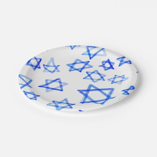 Waterverf Fun Messy Cool Blue Star of David Papieren Bordje (Gekanteld)