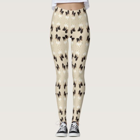 Waterverf Fun Novelty Papillon Schattigee Dog Art Leggings (Voorkant)