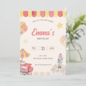 Waterverf Fun Park Theme Birthday Kaart (Staand voorkant)