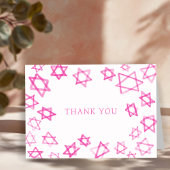 Waterverf Fun Pink Star van David Bar Bat Mitzvah Bedankkaart