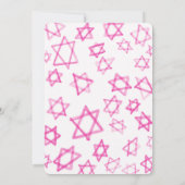 Waterverf Fun Pink Star van David Bar Bat Mitzvah Kaart (Achterkant)