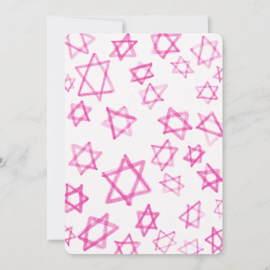 Waterverf Fun Pink Star van David Bar Bat Mitzvah Kaart (Achterkant)
