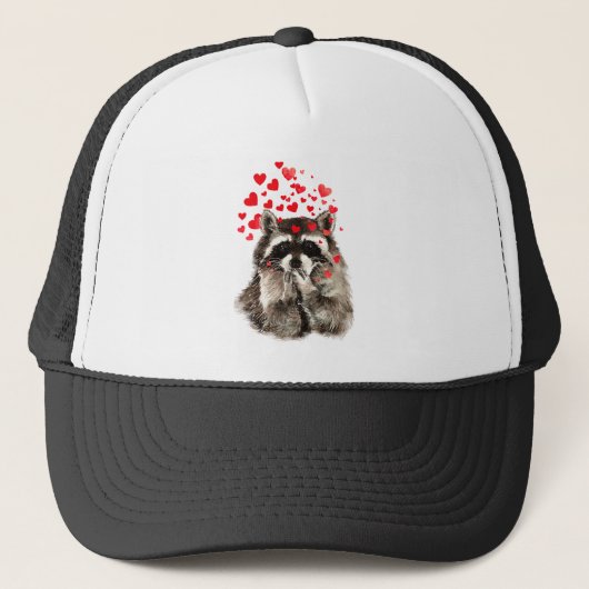 Waterverf Fun Raccoon Bblazen Kisses Hearts Trucker Pet (Voorkant)