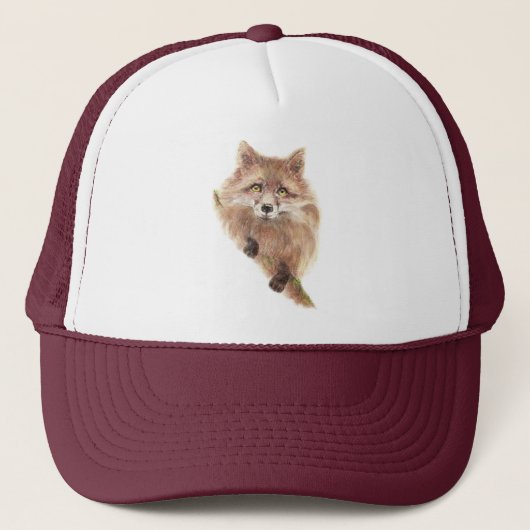 Waterverf Fun Red Fox Foxes Wildlife Natuur Trucker Pet (Voorkant)