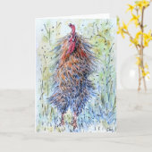 Waterverf Fun Rooster Wenskaart Kaart (Gele Bloem)