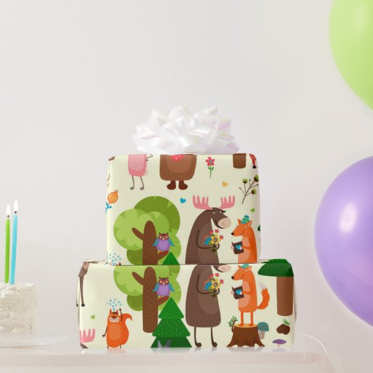 Waterverf Fun Woodland Animal Cartoons Cadeaupapier (Feestgeschenken)