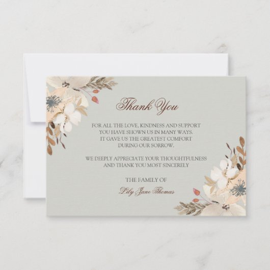 Waterverf Funeral Hartelijk dank | Memorial Card Bedankkaart (Voorkant)