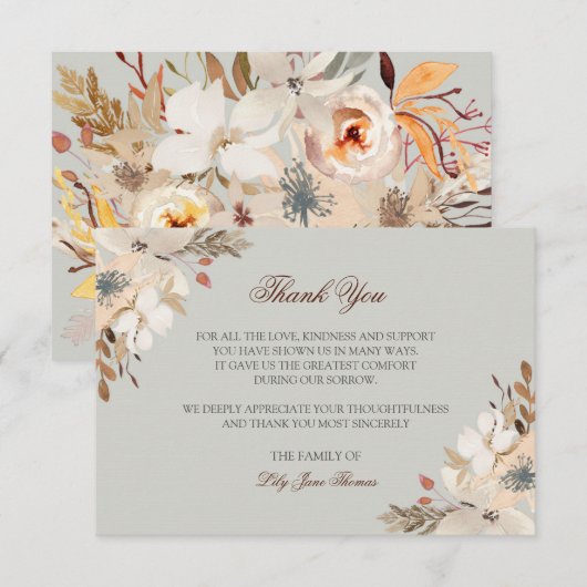 Waterverf Funeral Hartelijk dank | Memorial Card Bedankkaart (Voorkant / Achterkant)