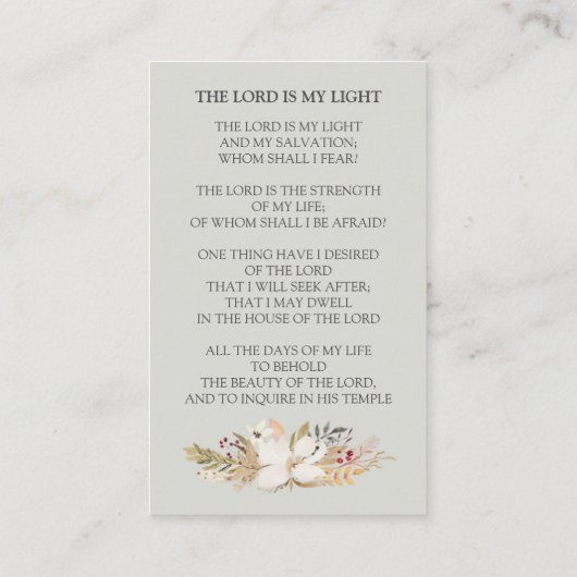 Waterverf Funeral Prayer Card | In het liefdevol g Visitekaartje (Achterkant)