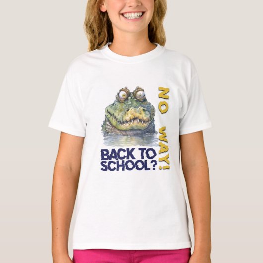 Waterverf Funny Back-to-School Alligator T-shirt (Voorkant)