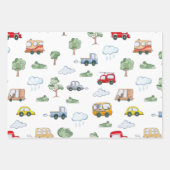 Waterverf Funny Cars Pattern Inpakpapier Vel (Voorkant 3)