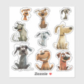 Waterverf Funny Crazy Dogs Bedankt Stickers (Vel)