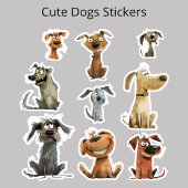 Waterverf Funny Crazy Dogs Bedankt Stickers