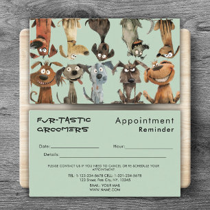Waterverf Funny Dog Groomers Boutique Blue Afsprakenkaartje