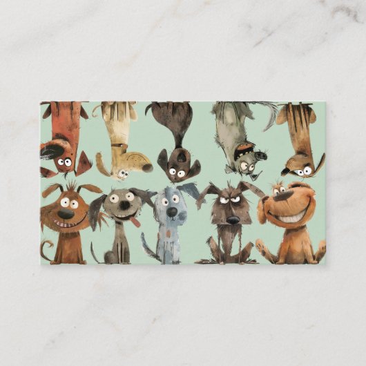 Waterverf Funny Dog Groomers Boutique Blue Afsprakenkaartje (Voorkant)