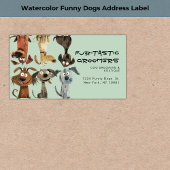 Waterverf Funny Dog Groomers Boutique Blue Etiket