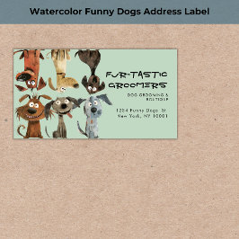 Waterverf Funny Dog Groomers Boutique Blue Etiket
