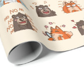 Waterverf Funny Emoji Beren Animal Humor Art Cadeaupapier (Rol Hoek)