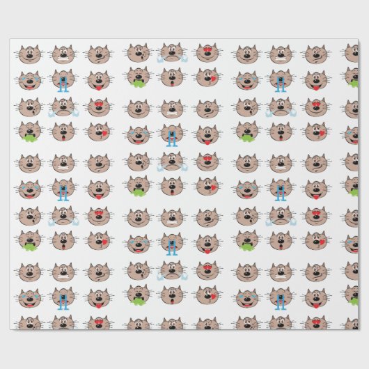Waterverf Funny Emoji Cat Animal Humor Art Cadeaupapier (Vlak)