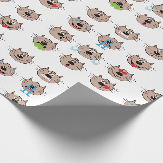 Waterverf Funny Emoji Cat Animal Humor Art Cadeaupapier (Hoek)