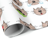 Waterverf Funny Emoji Cat Animal Humor Art Cadeaupapier (Rol Hoek)