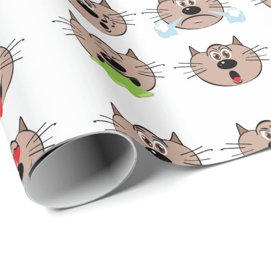 Waterverf Funny Emoji Cat Animal Humor Art Cadeaupapier (Rol Hoek)