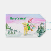 Waterverf Funny Labrador en Gnome Kerstmis Cadeaulabel (Voorkant (Horizontaal))