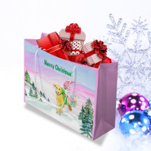 Waterverf Funny Labrador en Gnome Kerstmis