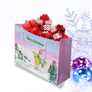 Waterverf Funny Labrador en Gnome Kerstmis Groot Cadeauzakje