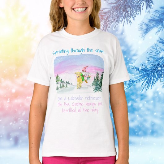 Waterverf Funny Labrador en Gnome Xmas T-Shirt