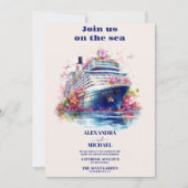 Waterverf Ga met ons mee op het zee cruise bruilof Kaart (Voorkant)