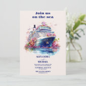 Waterverf Ga met ons mee op het zee cruise bruilof Kaart (Staand voorkant)