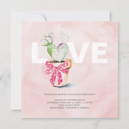 Waterverf Galantine Uitnodigingen Verjaardagsfeest (Voorkant)