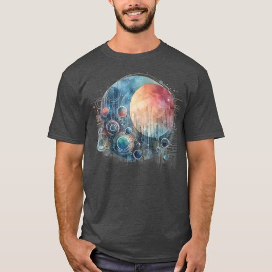 Waterverf Galaxy Abstracte kunst grijs T-shirt (Voorkant)