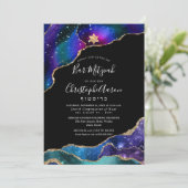 Waterverf Galaxy Agate Bar Mitzvah / Bat Mitzvah Kaart (Staand voorkant)
