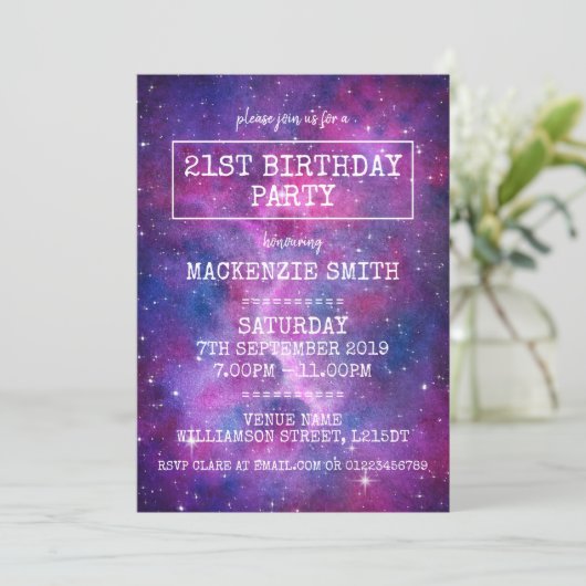 Waterverf Galaxy Birthday Party Kaart (Staand voorkant)