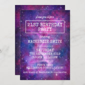 Waterverf Galaxy Birthday Party Kaart (Voorkant / Achterkant)