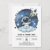 Waterverf Galaxy Bohemian Astronaut Boy Verjaardag Kaart (Voorkant)